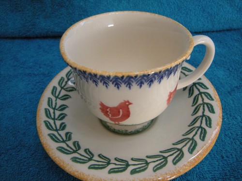 TWO X MOORLAND OF CHELSEA WORKS (BURSLEM) SPONGEWARE CUPS & SAUCERS. - Picture 3 of 9