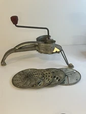 Vintage Mouli Shredder Salad Maker With 5 Discs Blades Rotary Grater Slicer 
