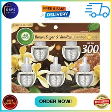 Air Wick Plug in Scented Oil 5 Refills, Brown Sugar and Vanilla, Fall scent, Fl