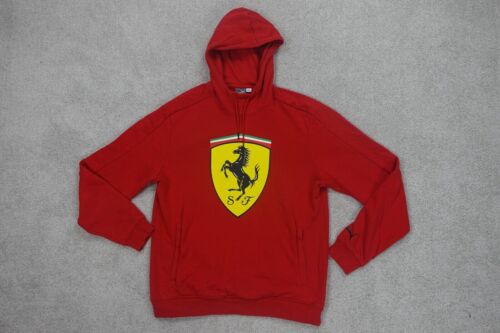 Puma Ferrari Hoodie Adult XL Red Fleece Big Shield Logo Pullover ...