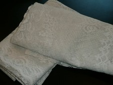 Vintage Ivory Floral Lace Rod Style Window Curtain 2 Panels Country Victorian