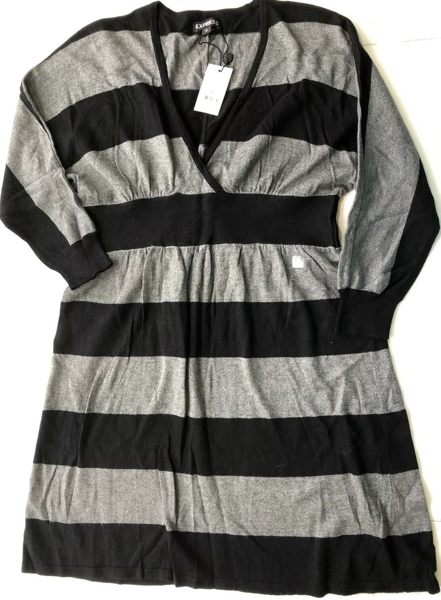 Express sweater dress Size SMALL Black & Gray $70 knit gr8 w/boots NEW  (th49) | eBay