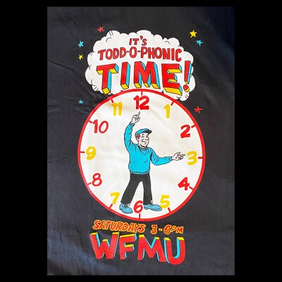 New Never Worn! WFMU RADIO T-SHIRT Todd-O-Phonic Todd XXL 2XL BLACK Freeform