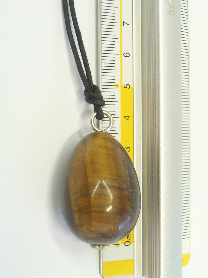 Ciondolo in ARGENTO 925 con OCCHIO di TIGRE naturale - pendente pietra dura - Immagine 4 di 4