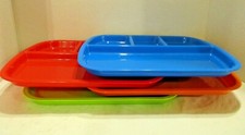 Lot of 4 Student Divided Lunch Trays Melamine Plastic 12" X 9" Food or Crafts