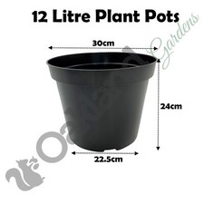 Black Plastic Plant Pots 1 2 3 4 5 7.5 10 12 15 20 Litre Large Flower Pot Strong
