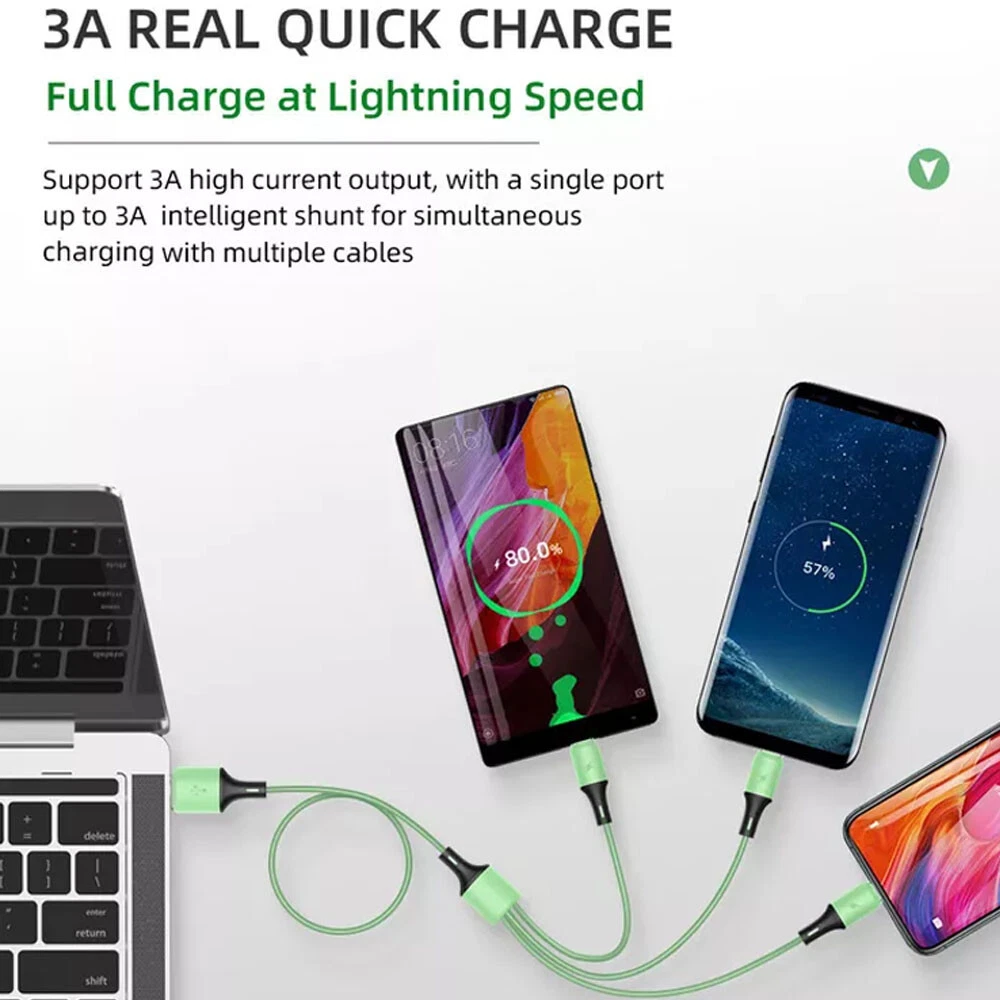 3 In 1 Charging USB Cable Charger Phone Type-C Micro IOS Multi Head ALL Phone_voghion.com