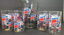 Confetti Pepsi Cups Pitcher Vintage Tumblers Set Of 8 New Old Stock 70s