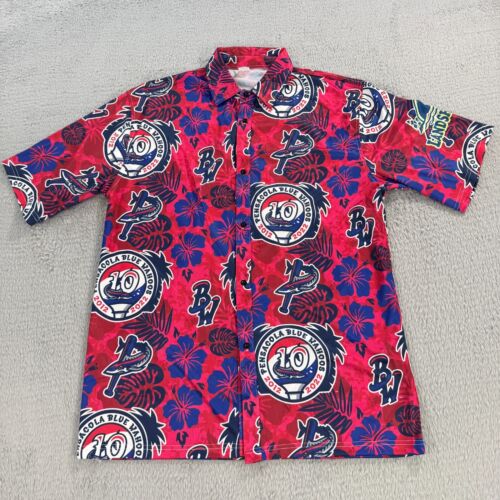 Pensacola Blue wahoos shirt mens XL Hawaiian All over print AOP button baseball