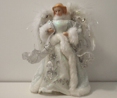 JOANN 12'' ''Snow Angel Christmas Tree Topper'' w/Iridescent Gown & Feathered Wings