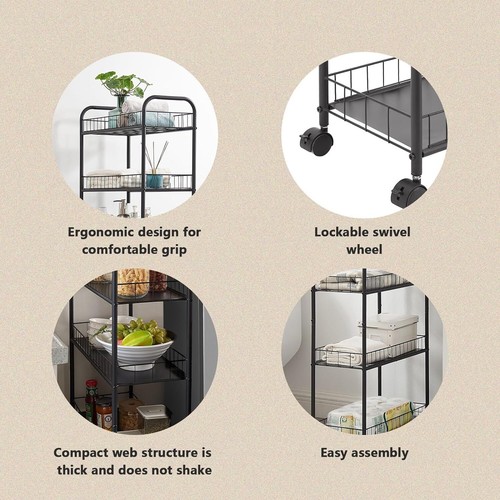 Slim Rolling Storage Cart,6 Tier Utility Carts Mobile Shelf Tower Rack 6 Baskets - Picture 27 of 29