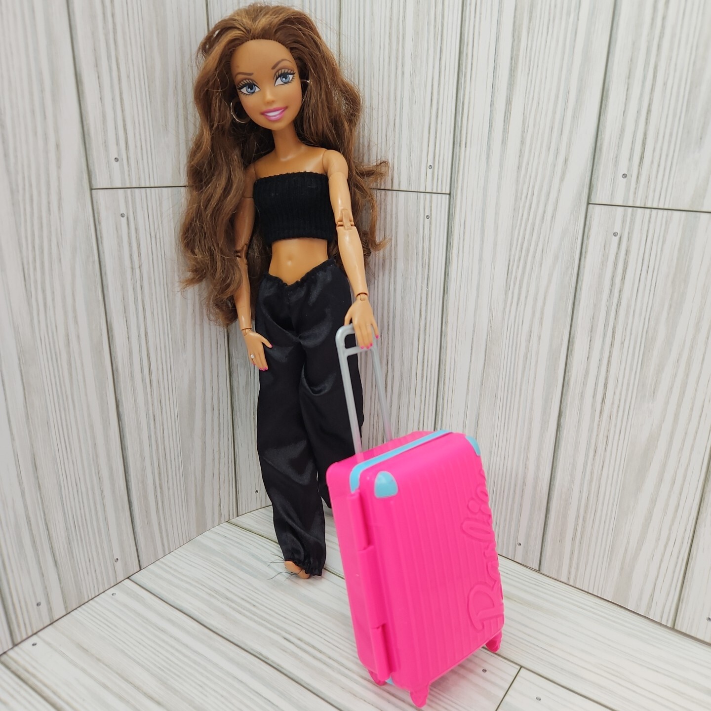 Suitcase For Barbie Pink Luggage Suitcase with Handle Fashion Accessory-image