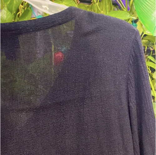 Eileen Fisher Black Buttons Down Cardigan Tunic Crinkle Texture Fabric Size PM ! - Picture 5 of 10