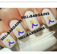 Blue, Yellow & Purple Ribbon Bladder Cancer AwarenessNail Art Decals