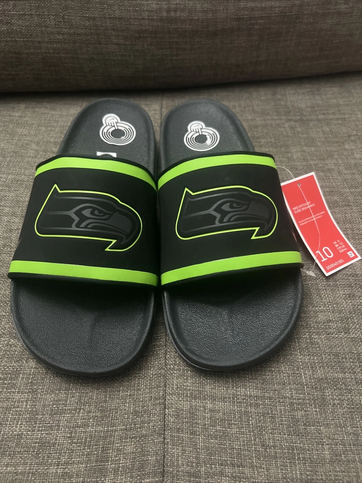 Sandali Seattle Seahawks Nike Offcourt Slide da uomo taglia 10 nero verde NFL NUOVI