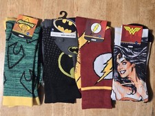 Lot 4 Pairs Crew Socks DC Comic Characters Aquaman, Batman, Flash, Wonder Woman