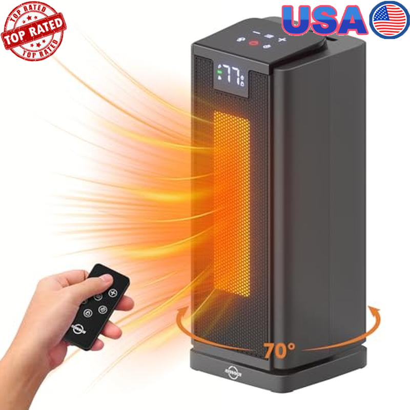 Space Heater Electric W/ Remote Oscillation Timer Safety Indoor 1-24H Timer Hot-image