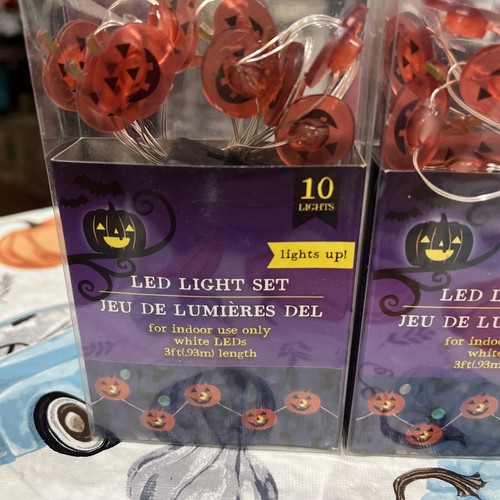 (2) HALLOWEEN String LED PUMPKIN ๐ Fairy LIGHTS 10 Lights 3 Feet Lot of 2 - Picture 2 of 3