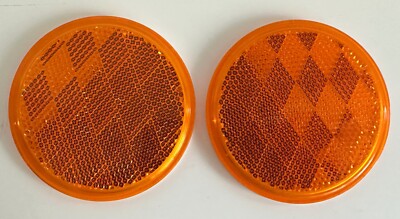 SET OF 2 SATE LITE 30 AMBER ORANGE 3-1/8'' ROUND REFLEX REFLECTOR SAE-A-87-DOT