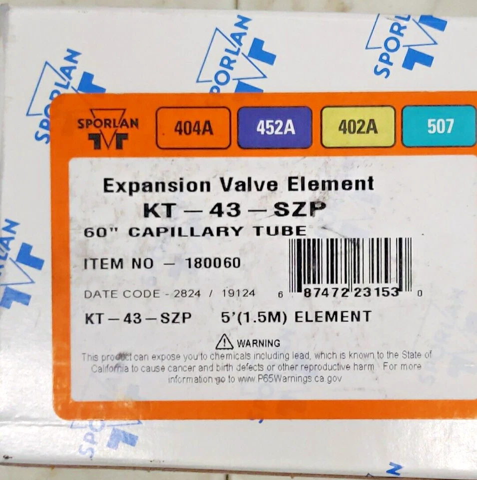 Sporlan KT-43-SZP #180060 Expansion Valve Element 60" Capillary Tube NEW Foto 4 de 4