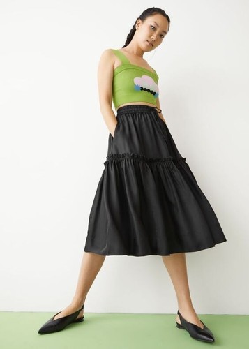 MINJU KIM X &Other Stories Voluminous Silk Midi Skirt EUR 38 NWT - Picture 2 of 2