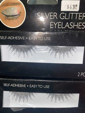Halloween Eyelashes Silver Glitter Eyelashes Long Glitter Eyelashes 2 Packs