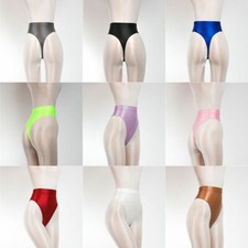 Women Men Shiny Satin Glossy Wet Look Panties Thong G-string Hipster Underpant  