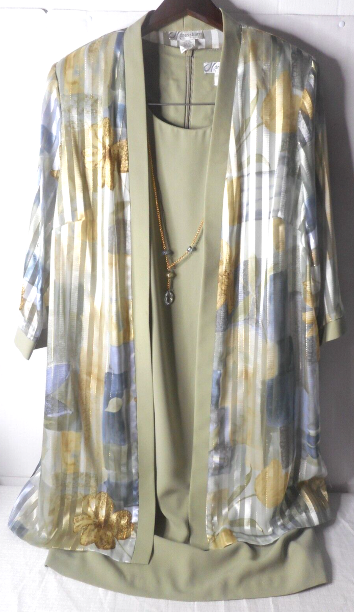 Dress Barn 2pc Sleeveless Evening Dress Sheer 3/4 Sleeve Duster 14W Green Floral | eBay UK Dress Barn 2pc Sleeveless Evening Dress Sheer 3/4 Sleeve Duster 14W Green Floral | eBay UK