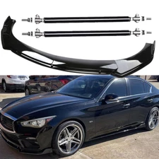 Front Bumper Lip Body Kit Spoiler Splitter Glossy Black For Infiniti Q50 4-Door