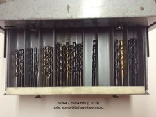 HSS Twist Drill Bits Sizes:1/6" - 1/2" in 1/64th; also No., Letter & Metric Bits