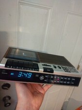 General Electric GE 7-4956B Blue lit Clock Radio Cassette Plays only. 2 Alarms