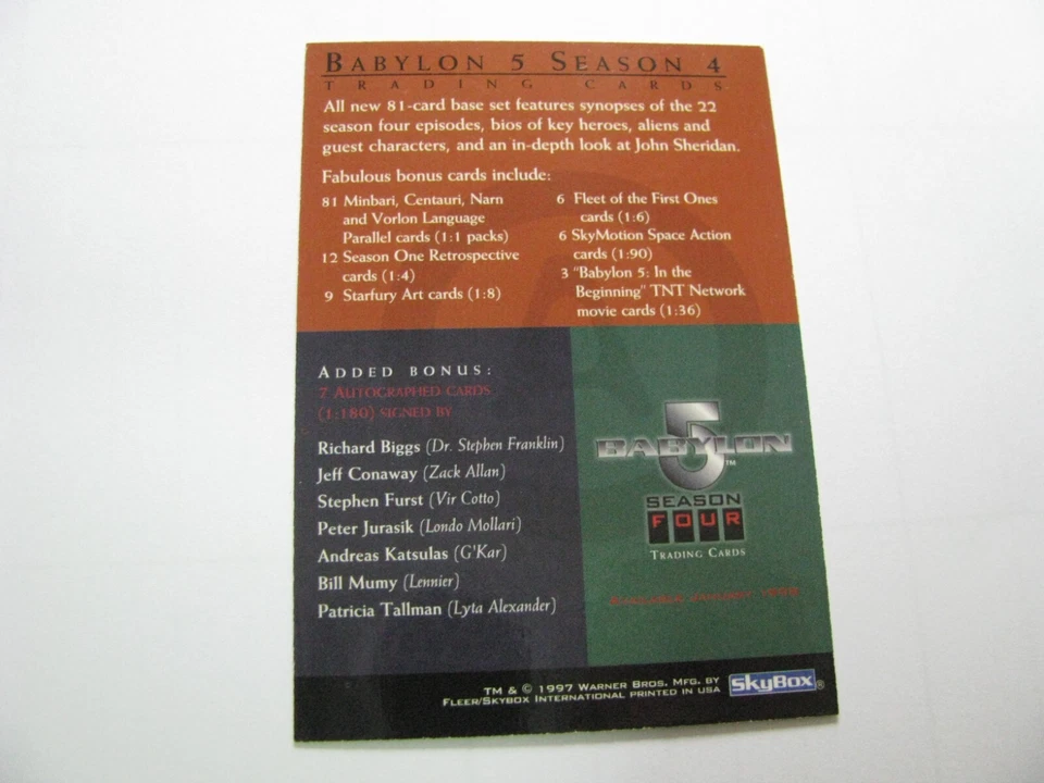 Babylon 5 Season 4 Promo Card Sci Fi Skybox - Image 2 of 2
