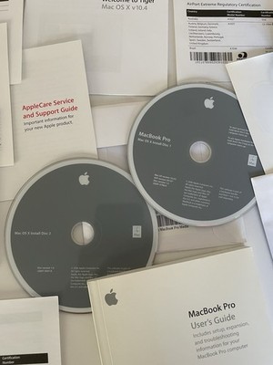 Apple MacBook Pro Mac OS X 10.4 Tiger Install Discs Manuals OEM 603-8156-A