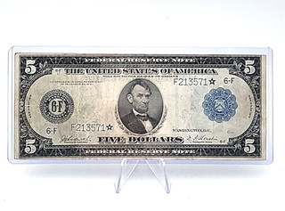 1914 $5 Star Note Blue Seal Lot. H120