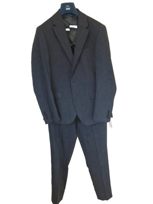 Moss Herren Anzug Blau Leinenmischung Smart Blazer 40 Hose 30 passt Gr. M