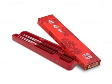 [US] (2 PAIRS) NEW TAIWAN DIN TAI FUNG Chopsticks RED ​Stainless Steel 鼎泰豐 平安筷