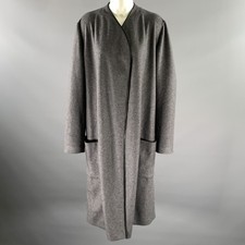 THE ROW Size 12 Grey Black Wool Lambskin Coat