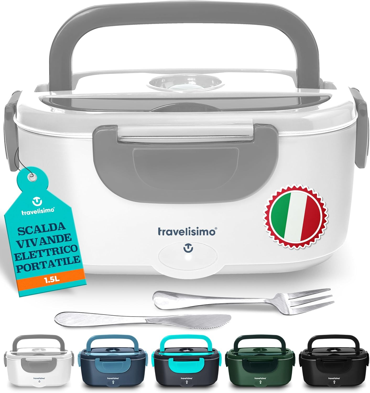 Scaldavivande Elettrico Portatile 80W 1,5L Porta Pranzo Termico 220V/12V/24V Sca