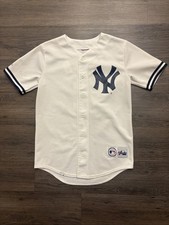 Vintage Majestic New York Yankees Derek Jeter 2 White Jersey Size Youth Large