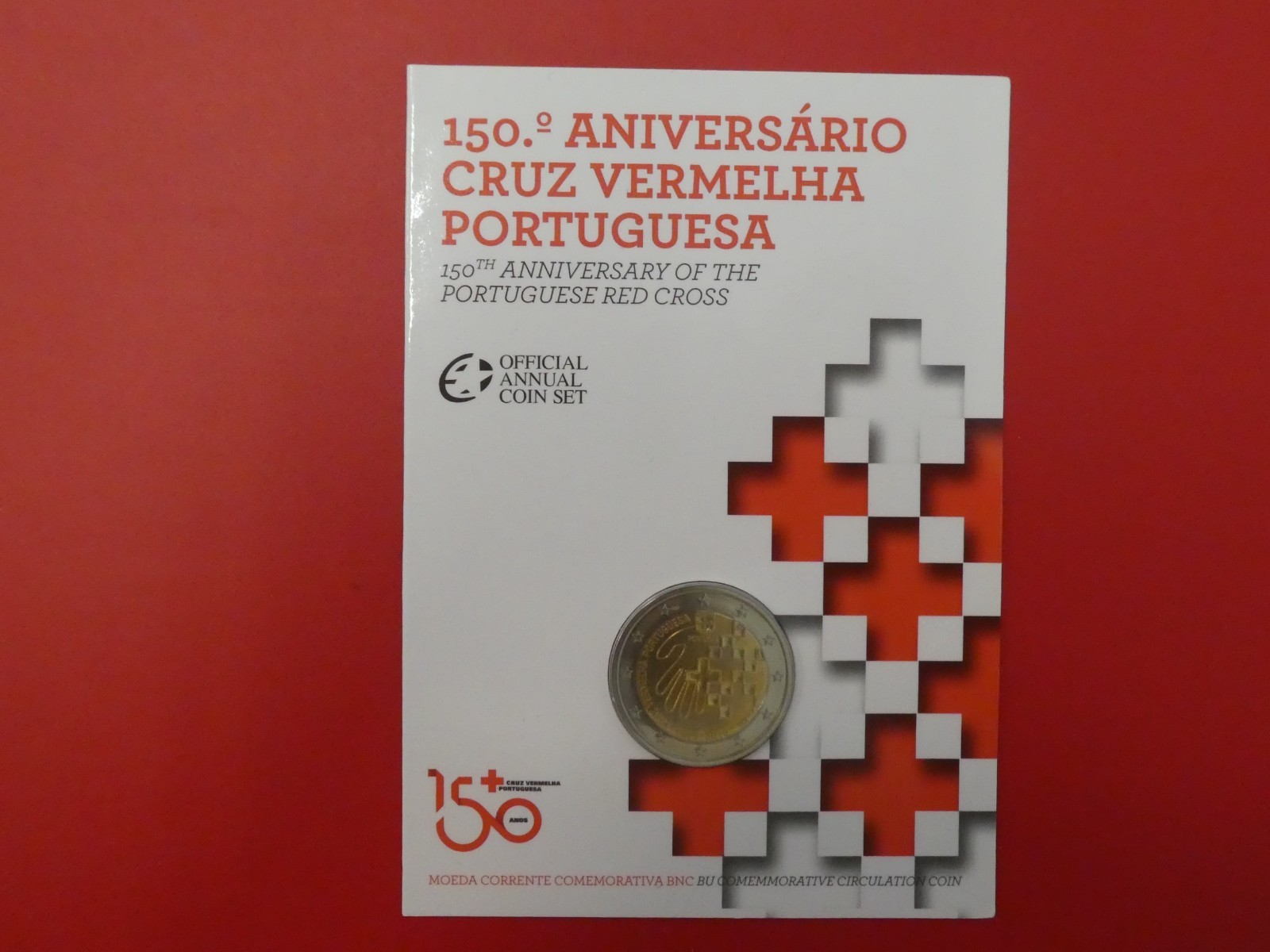Portugal, 2 euros, 150 ans de la Croix-Rouge, 2015, original, Coincard