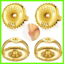 14K White Gold Plated Secure Screw Earring Backs Replacement for Diamond Earr...