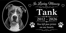 Pet Stone Memorial Grave Marker Granite Plaque headstone Dog Pit Bull