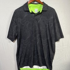 Callaway Opti-Dri Golf Polo Shirt Men  s Medium Black Green Abstract Pattern