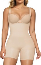 SHAPERX Women Open Bust Tummy Control Shapewear Seamless Mid-Thigh Bodysuit SM