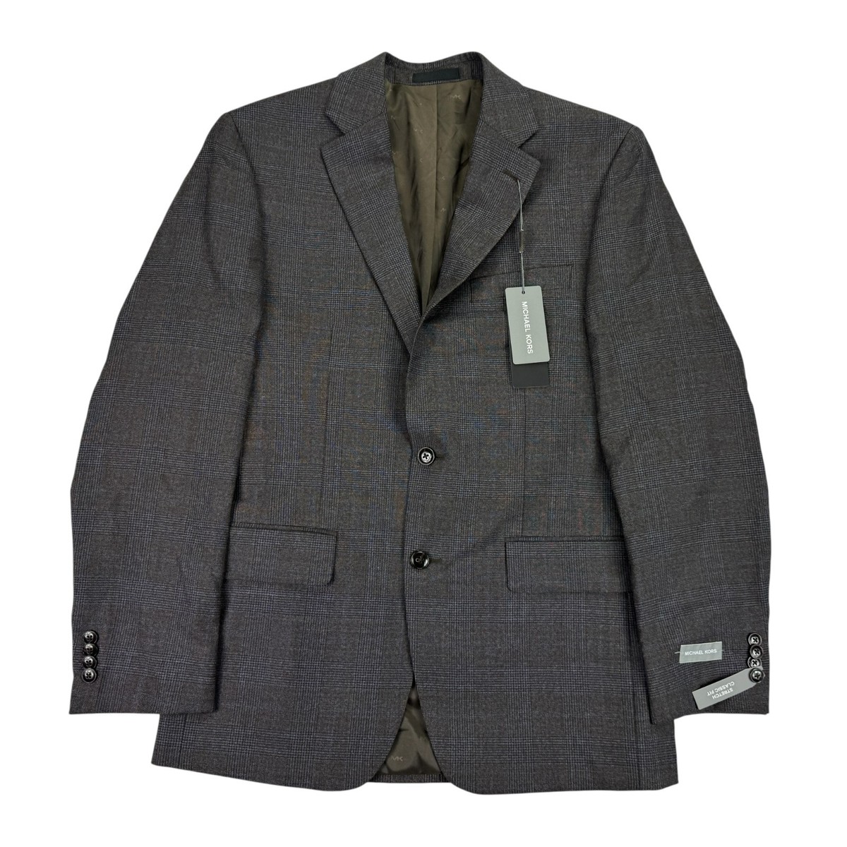 Michael Kors Mens Classic Fit Stretch Wool Blend Suit Jacket Brown