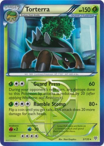Torterra - 3/135 - Rare NM, English Pokemon Plasma Storm