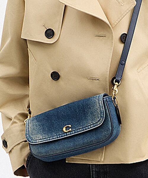 COACH　ショルダーバッグ　花　フラワー　チェーンショルダー　デニム COACH】コーチ デニム ペブルレザー ベネット ペインテッド フローラル