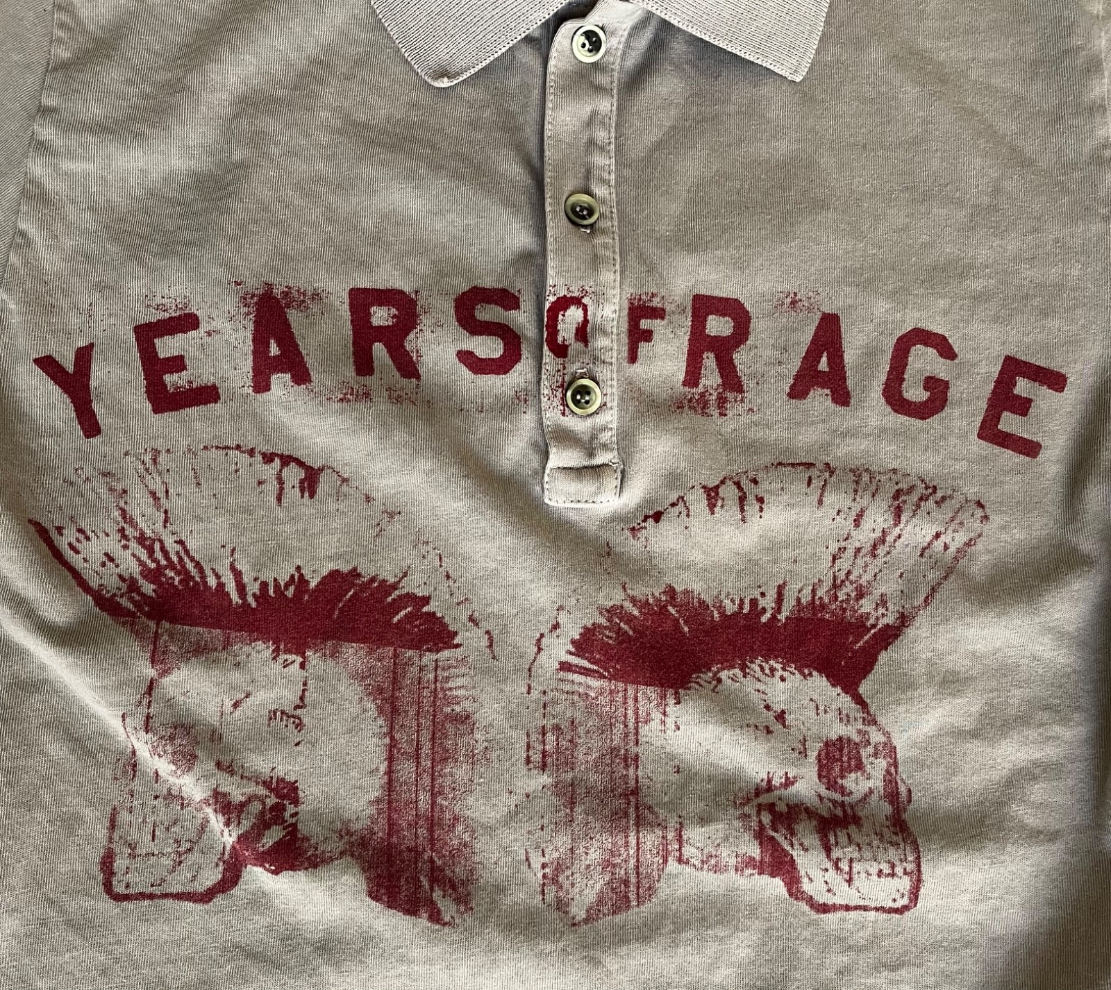 Juicy Couture Vintage Y2K Punk Skull Mohawk Polo Gray Size Med.