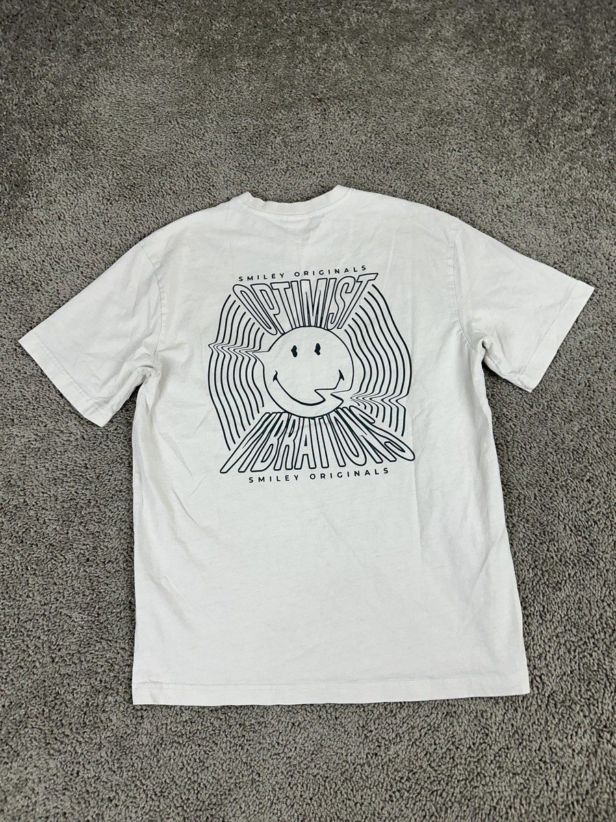 H&M x Smiley Originals Shirt Mens Medium White Optimist Vibrations