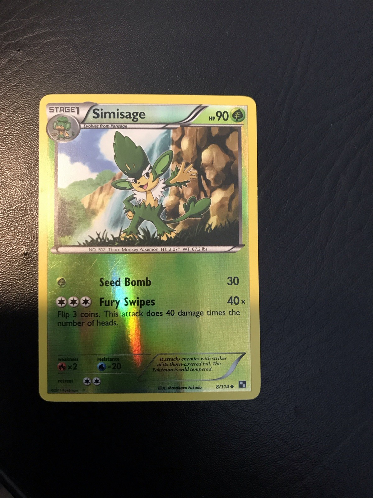 Simisage 8/114 Black & White Reverse Holo Pokemon TCG Card NM